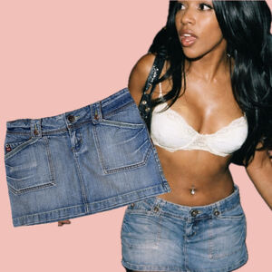Y2K Moto Low rise denim mini skirt size 30